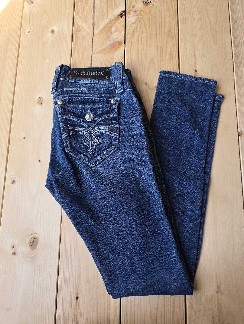 Rock Revival Celine Dark Blue Denim Skinny Jeans Size 27x32